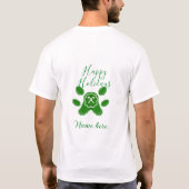 Happy holidays green dog pet paw candy cane animal tシャツ (裏面)