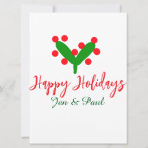 Happy holidays green red couple name green leaf