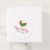Happy holidays green red couple name green leaf フェイバータグ (インサイチュ)