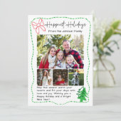 Happy Holidays Hand Drawn Christmas Doodles Photo シーズンカード (スタンド正面)