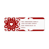 Happy Holidays Heart Snowflake Red White ラベル (正面)