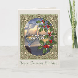 Happy Holidays Holly Berry Art Nouveau Christmas カード