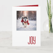 Happy Holidays Husky With a Red Scarf カード (正面)