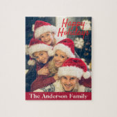 Happy Holidays I Family Name Personalized Photo  ジグソーパズル (縦)