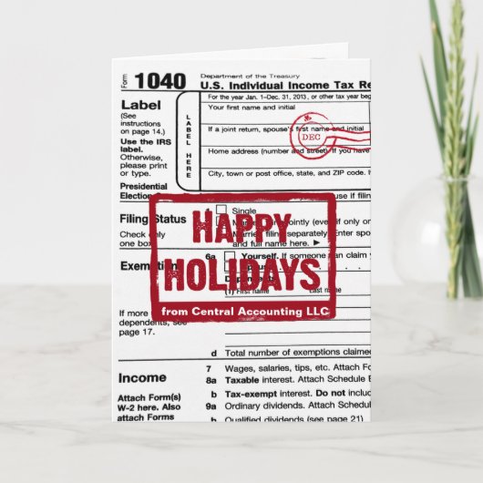 Happy Holidays Income Tax Form  シーズンカード (正面)