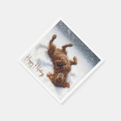 Happy Holidays Irish Setter Snow Angel スタンダードカクテルナプキン (角)