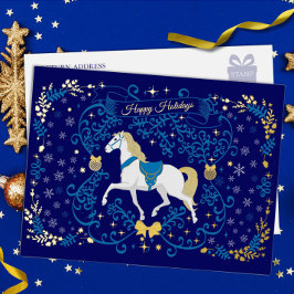 Happy Holidays Jingle Horse Foil Holiday Post Card 箔シーズンポストカード