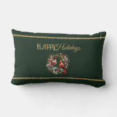 Happy Holidays Lumbar Pillow with Cardinal Wreath ランバークッション (裏面)