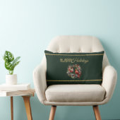 Happy Holidays Lumbar Pillow with Cardinal Wreath ランバークッション (椅子)