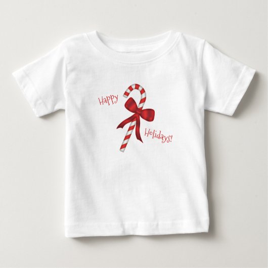 Happy Holidays Merry Christmas Candy Cane  ベビーTシャツ (正面)