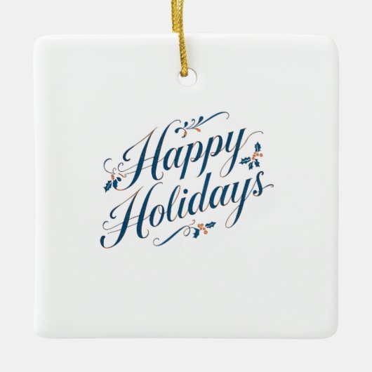 Happy Holidays Merry Christmas Family New Year セラミックオーナメント (正面)