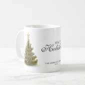 Happy Holidays Merry Christmas Tree Typography コーヒーマグカップ (正面左)