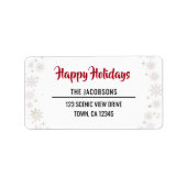 Happy Holidays Modern Chic Typography Snowflakes ラベル (正面)