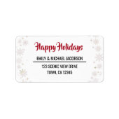 Happy Holidays Modern Chic Typography Snowflakes ラベル (正面)