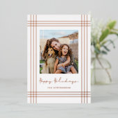 Happy Holidays Modern Frame Photo 箔シーズンカード (立ち正面)
