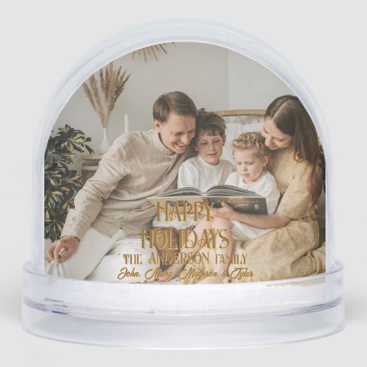 Happy Holidays Modern Script Personalized Photo (正面)