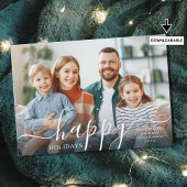 HAPPY HOLIDAYS Modern Script Photo Overlay シーズンカード