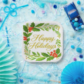 'Happy Holidays' Paper Plate ペーパープレート (パーティー)