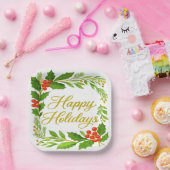 'Happy Holidays' Paper Plate ペーパープレート (パーティー)