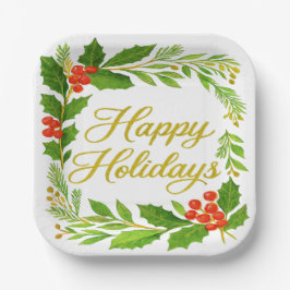 'Happy Holidays' Paper Plate ペーパープレート