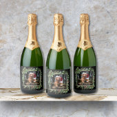 Happy Holidays Pet Photo Wreath  スパークリングワインラベル