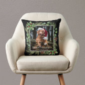 Happy Holidays Pet Photo Wreath Greenery  クッション
