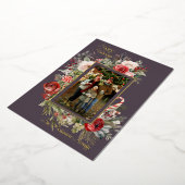 Happy Holidays Photo Floral Foil Holiday Card 箔シーズンカード (回転した状態)
