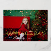 Happy Holidays Photo Gold  箔シーズンカード (正面)