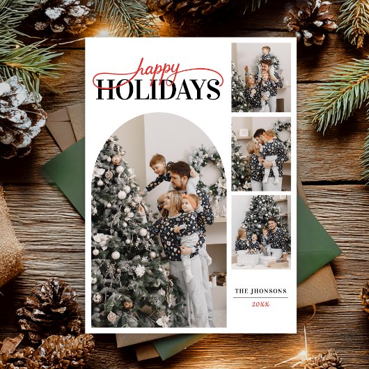 Happy Holidays photo Modern Simple Calligraphy シーズンカード