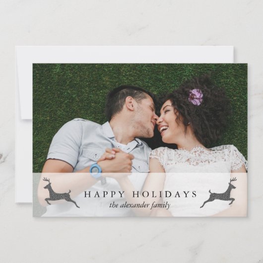 Happy Holidays Photo with Deer Red Card シーズンカード (正面)