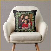 Happy Holidays Photo Wreath Greenery  クッション