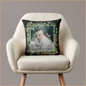 Happy Holidays Photo Wreath Greenery  クッション