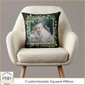 Happy Holidays Photo Wreath Greenery  クッション