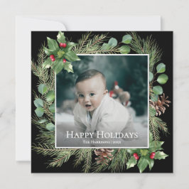 Happy Holidays Photo Wreath Square Christmas Card