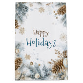  Happy Holidays Pine Tree Gift Bag ミディアムペーパーバッグ (正面)