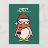 happy holidays pink penguin  シーズンポストカード (正面)
