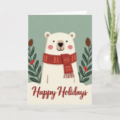 Happy Holidays Polar Bear Card カード (正面)