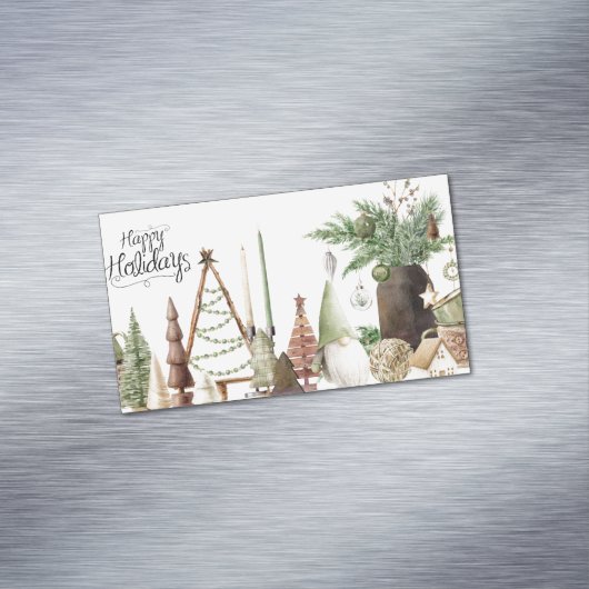 Happy Holidays Primitive Gnome マグネット名刺 (インサイチュ)
