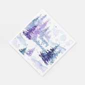 Happy Holidays Purple Winter Snowy Trees スタンダードランチョンナプキン (角)