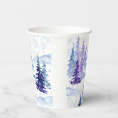 Happy Holidays Purple Winter Snowy Trees 紙コップ (右)