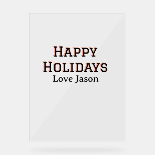 Happy holidays red black love add name family gift アクリルサイン (正面)