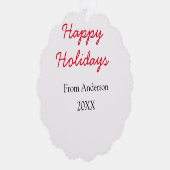 Happy holidays red black love family name yearChri オーナメントカード (右)