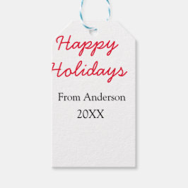 Happy holidays red black love family name yearChri ギフトタグ