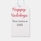 Happy holidays red black love family name yearChri ギフトタグ (裏面)