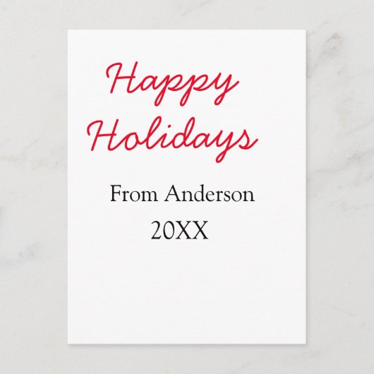 Happy holidays red black love family name yearChri シーズンポストカード (正面)