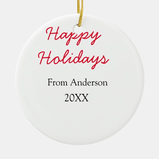 Happy holidays red black love family name yearChri セラミックオーナメント (正面)