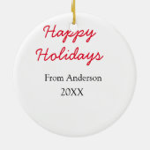 Happy holidays red black love family name yearChri セラミックオーナメント (裏面)