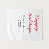 Happy holidays red black love family name yearChri タペストリー (正面(横))