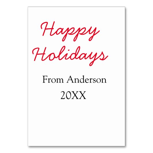 Happy holidays red black love family name yearChri テーブルナンバー (正面)