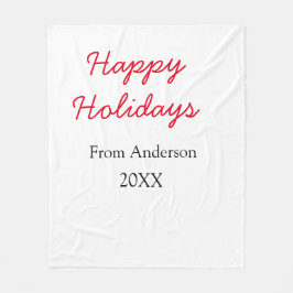 Happy holidays red black love family name yearChri フリースブランケット